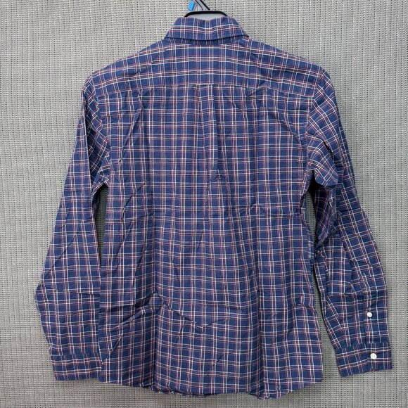 Gap Mens Size Small Navy & Red Plaid Button-Front Shirt Standard Fit Casual - Picture 2 of 8